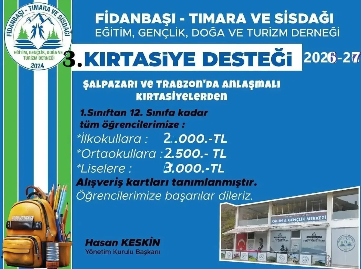 Tımara Derneğinden öğrencilere 3. kırtasiye desteği